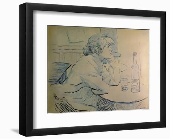 Drinker or a Hangover (French Painter Suzanne Valadon)-Henri de Toulouse-Lautrec-Framed Art Print