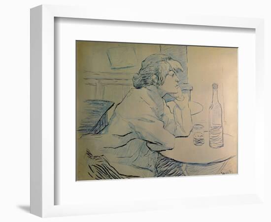 Drinker or a Hangover (French Painter Suzanne Valadon)-Henri de Toulouse-Lautrec-Framed Art Print