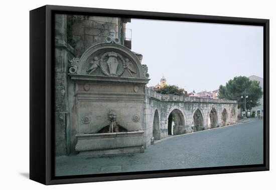 Drinking Fountain and an Old Aqueduct, Sulmona, Abruzzo, Italy-null-Framed Premier Image Canvas