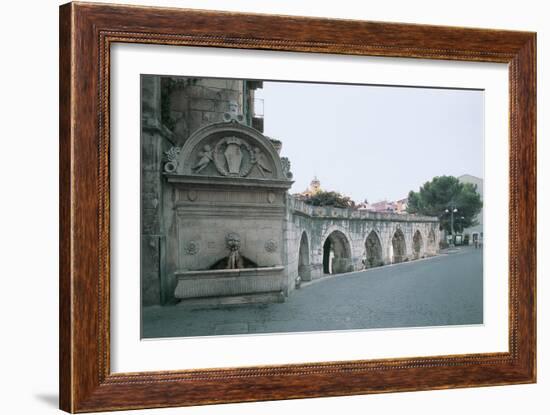 Drinking Fountain and an Old Aqueduct, Sulmona, Abruzzo, Italy-null-Framed Giclee Print