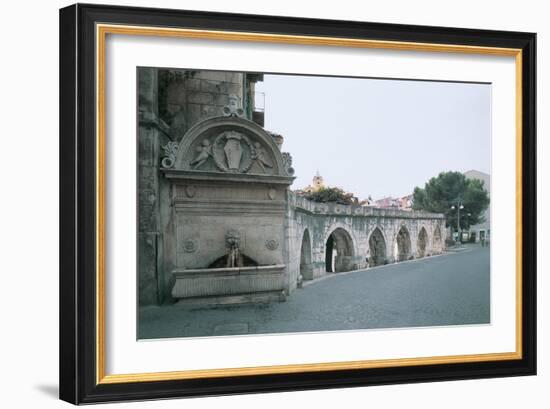 Drinking Fountain and an Old Aqueduct, Sulmona, Abruzzo, Italy-null-Framed Giclee Print