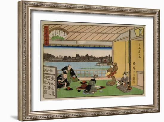 Drinking Party at Restaurant Kawachiro (Kawachiro? / Hiroshige-Ga)-Ando Hiroshige-Framed Art Print