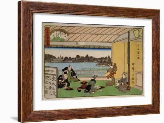 Drinking Party at Restaurant Kawachiro (Kawachiro? / Hiroshige-Ga)-Ando Hiroshige-Framed Art Print