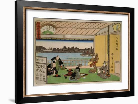 Drinking Party at Restaurant Kawachiro (Kawachiro? / Hiroshige-Ga)-Ando Hiroshige-Framed Art Print