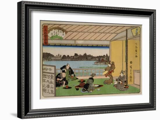 Drinking Party at Restaurant Kawachiro (Kawachiro? / Hiroshige-Ga)-Ando Hiroshige-Framed Art Print