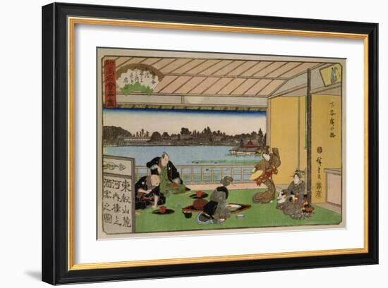 Drinking Party at Restaurant Kawachiro (Kawachiro? / Hiroshige-Ga)-Ando Hiroshige-Framed Art Print