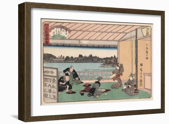 Drinking Party at Restaurant Kawachiro-Ando Hiroshige-Framed Giclee Print