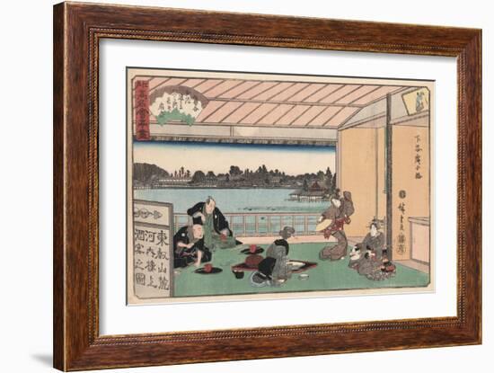 Drinking Party at Restaurant Kawachiro-Ando Hiroshige-Framed Giclee Print