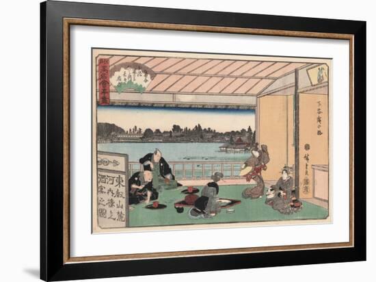 Drinking Party at Restaurant Kawachiro-Ando Hiroshige-Framed Giclee Print