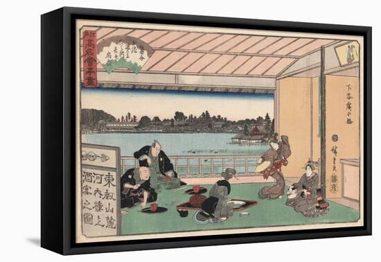 Drinking Party at Restaurant Kawachiro-Ando Hiroshige-Framed Premier Image Canvas