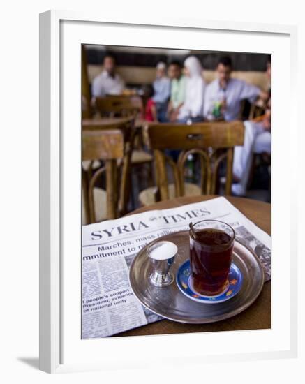 Drinking Tea in the Famous Al Nawfara Cafe in Old Damascus, Syria-Julian Love-Framed Photographic Print