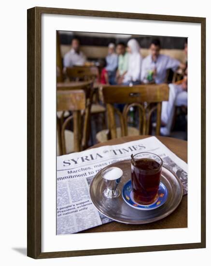 Drinking Tea in the Famous Al Nawfara Cafe in Old Damascus, Syria-Julian Love-Framed Photographic Print