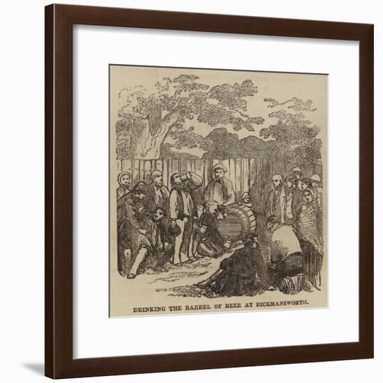 Drinking the Barrel of Beer at Rickmansworth-null-Framed Giclee Print