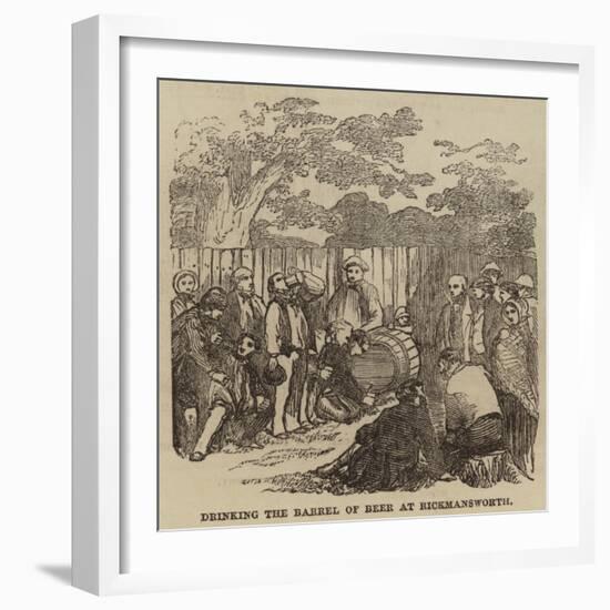 Drinking the Barrel of Beer at Rickmansworth-null-Framed Giclee Print