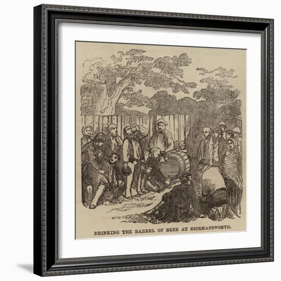 Drinking the Barrel of Beer at Rickmansworth-null-Framed Giclee Print