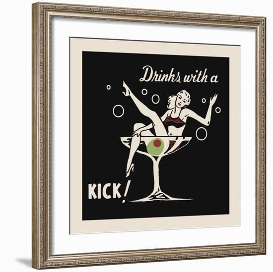 Drinks with a Kick-Retro Series-Framed Art Print