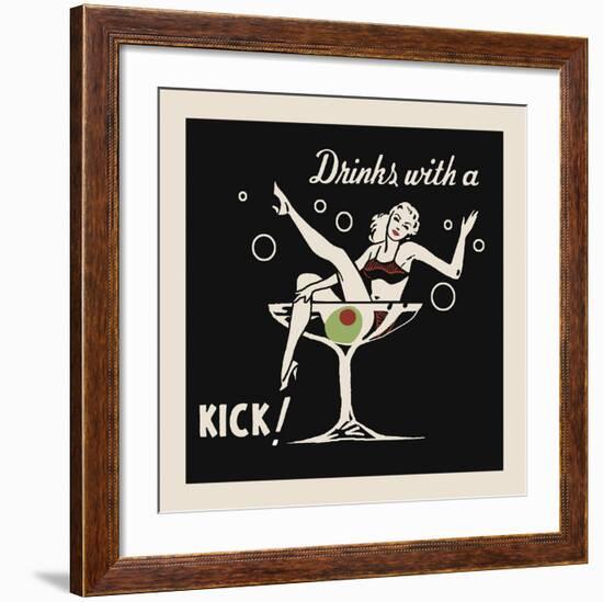 Drinks with a Kick-Retro Series-Framed Art Print