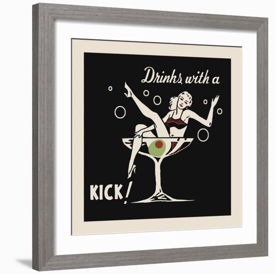 Drinks with a Kick-Retro Series-Framed Art Print