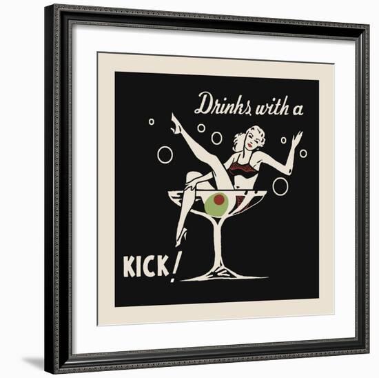 Drinks with a Kick-Retro Series-Framed Art Print