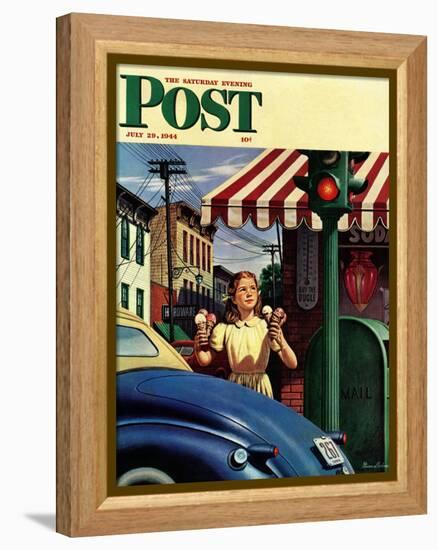 "Dripping Cones," Saturday Evening Post Cover, July 29, 1944-Stevan Dohanos-Framed Premier Image Canvas