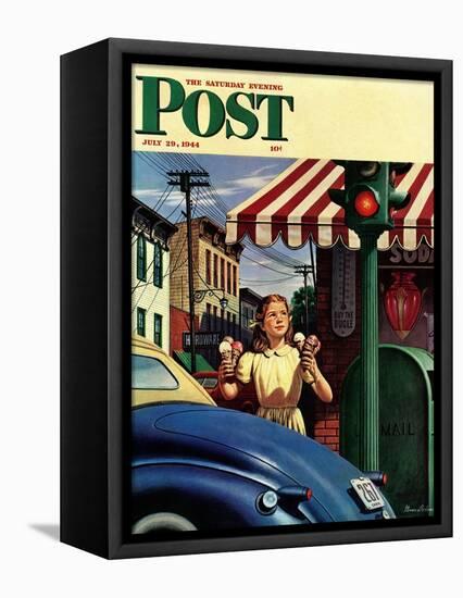 "Dripping Cones," Saturday Evening Post Cover, July 29, 1944-Stevan Dohanos-Framed Premier Image Canvas