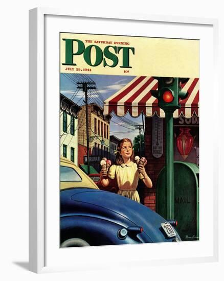 "Dripping Cones," Saturday Evening Post Cover, July 29, 1944-Stevan Dohanos-Framed Giclee Print