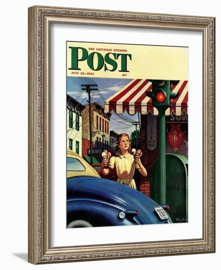 "Dripping Cones," Saturday Evening Post Cover, July 29, 1944-Stevan Dohanos-Framed Giclee Print