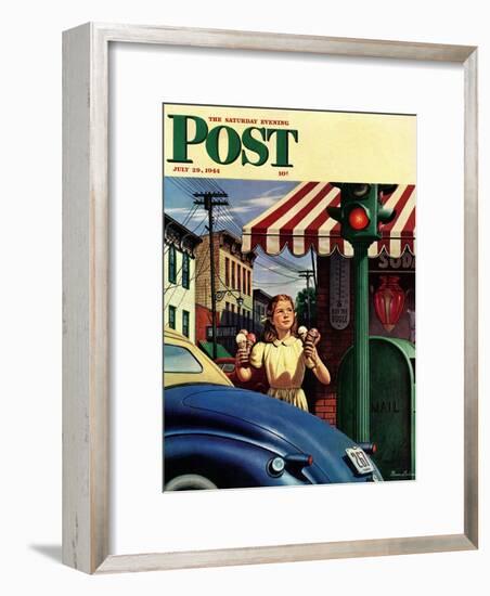 "Dripping Cones," Saturday Evening Post Cover, July 29, 1944-Stevan Dohanos-Framed Giclee Print