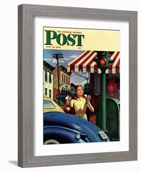 "Dripping Cones," Saturday Evening Post Cover, July 29, 1944-Stevan Dohanos-Framed Giclee Print