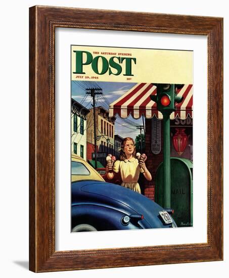 "Dripping Cones," Saturday Evening Post Cover, July 29, 1944-Stevan Dohanos-Framed Giclee Print