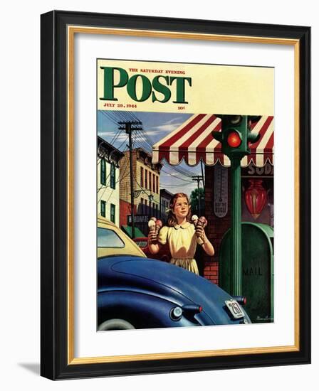 "Dripping Cones," Saturday Evening Post Cover, July 29, 1944-Stevan Dohanos-Framed Giclee Print