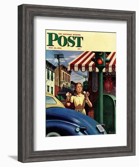 "Dripping Cones," Saturday Evening Post Cover, July 29, 1944-Stevan Dohanos-Framed Giclee Print