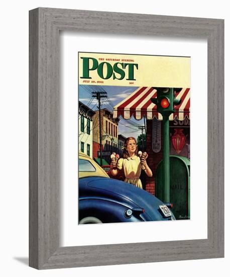 "Dripping Cones," Saturday Evening Post Cover, July 29, 1944-Stevan Dohanos-Framed Giclee Print