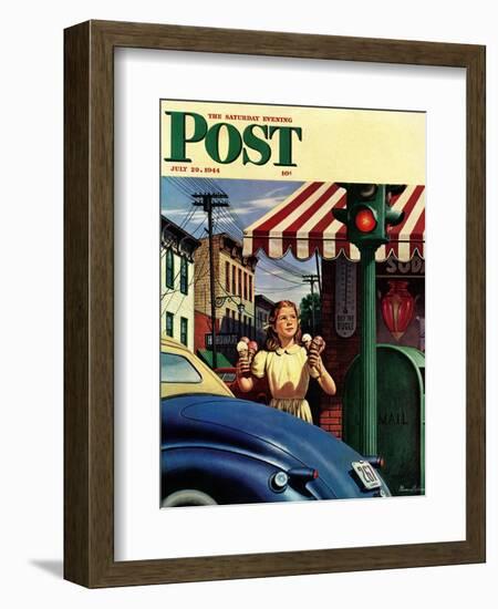"Dripping Cones," Saturday Evening Post Cover, July 29, 1944-Stevan Dohanos-Framed Giclee Print