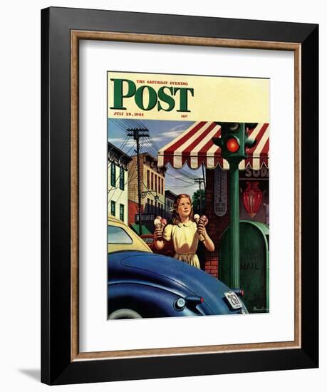 "Dripping Cones," Saturday Evening Post Cover, July 29, 1944-Stevan Dohanos-Framed Giclee Print