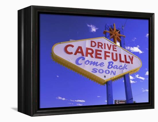 Drive Carefully Sign, Las Vegas, Nevada, USA-Gavin Hellier-Framed Premier Image Canvas