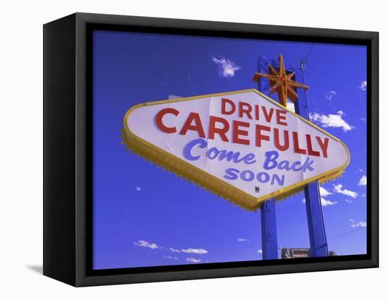 Drive Carefully Sign, Las Vegas, Nevada, USA-Gavin Hellier-Framed Premier Image Canvas