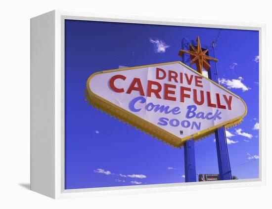 Drive Carefully Sign, Las Vegas, Nevada, USA-Gavin Hellier-Framed Premier Image Canvas