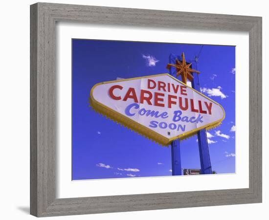 Drive Carefully Sign, Las Vegas, Nevada, USA-Gavin Hellier-Framed Photographic Print