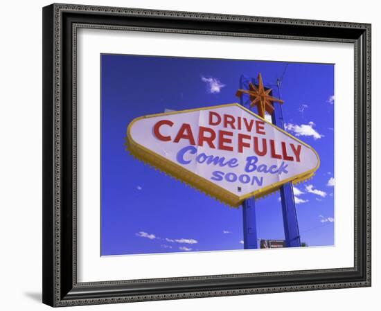 Drive Carefully Sign, Las Vegas, Nevada, USA-Gavin Hellier-Framed Photographic Print