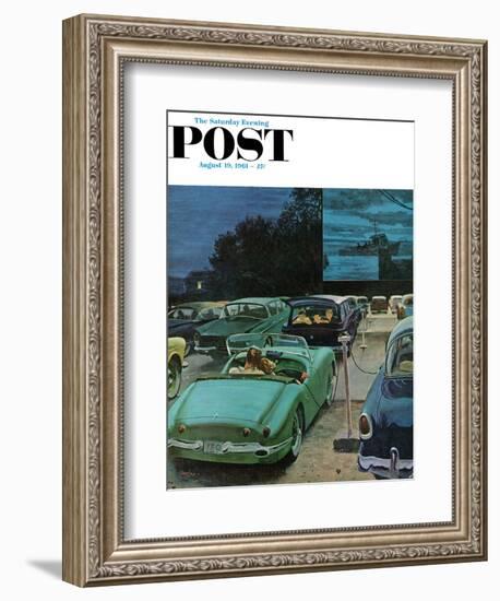 "Drive-In Movies," Saturday Evening Post Cover, August 19, 1961-George Hughes-Framed Giclee Print