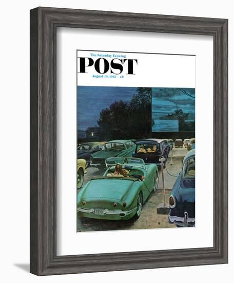 "Drive-In Movies," Saturday Evening Post Cover, August 19, 1961-George Hughes-Framed Giclee Print