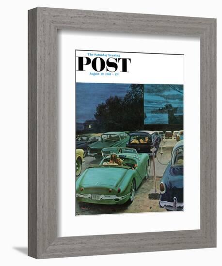 "Drive-In Movies," Saturday Evening Post Cover, August 19, 1961-George Hughes-Framed Giclee Print