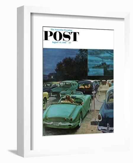 "Drive-In Movies," Saturday Evening Post Cover, August 19, 1961-George Hughes-Framed Giclee Print