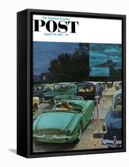 "Drive-In Movies," Saturday Evening Post Cover, August 19, 1961-George Hughes-Framed Premier Image Canvas