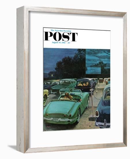 "Drive-In Movies," Saturday Evening Post Cover, August 19, 1961-George Hughes-Framed Giclee Print