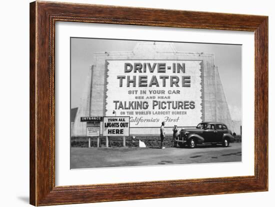 Drive-In Theatre, Los Angeles, California-null-Framed Premium Giclee Print