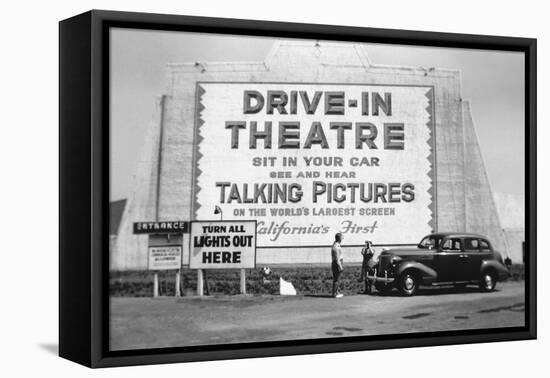 Drive-In Theatre, Los Angeles, California-null-Framed Stretched Canvas