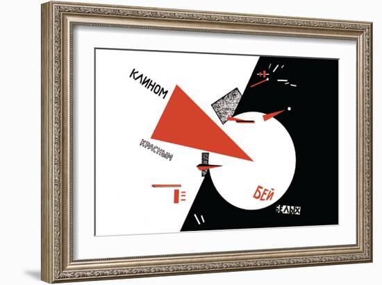 Drive Red Wedges into White Troops!-Lazar Lisitsky-Framed Art Print