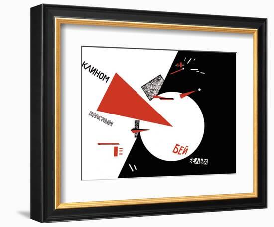 Drive Red Wedges into White Troops!-Lazar Lisitsky-Framed Art Print